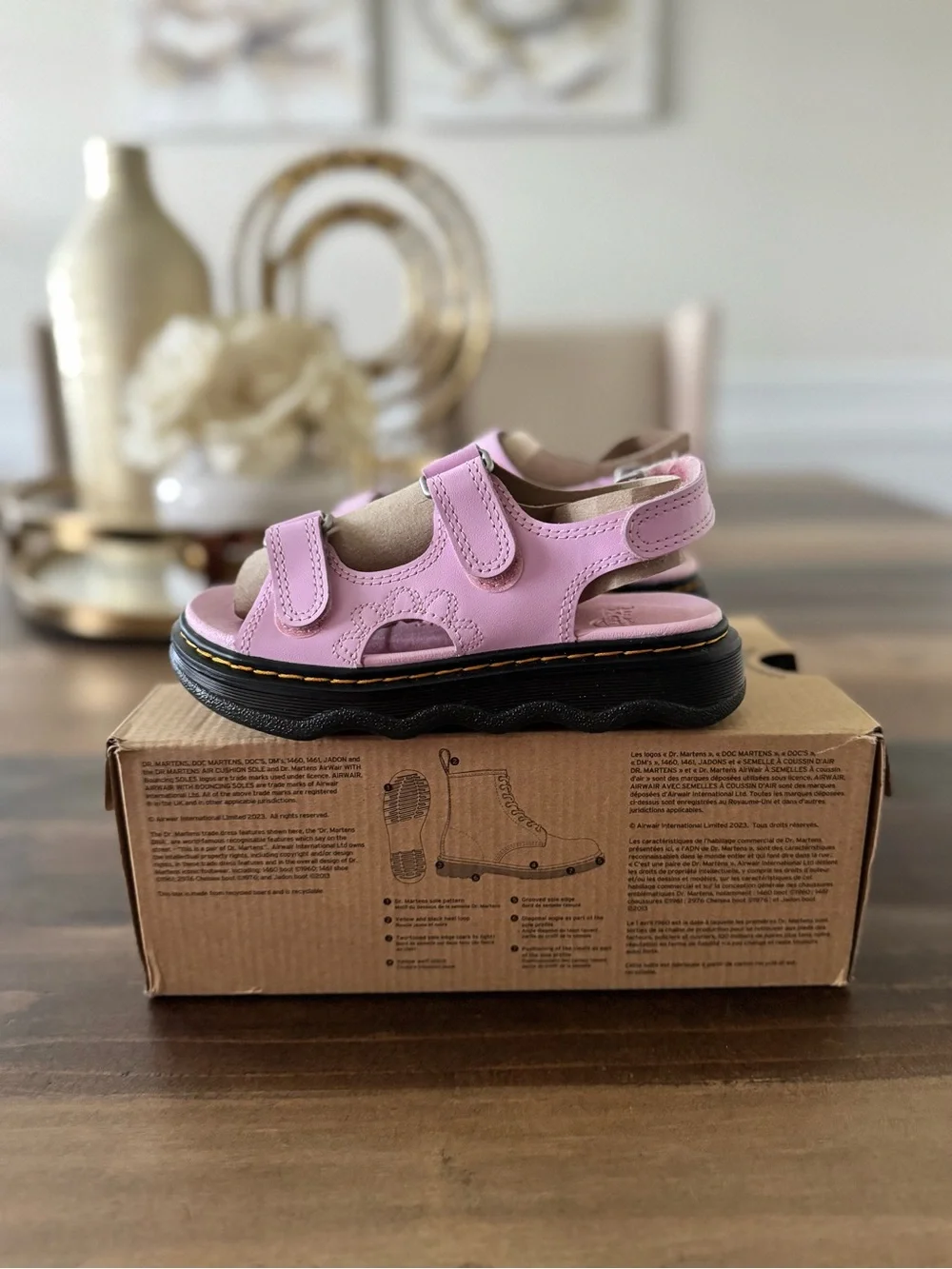 Dr. Martens Kids Pink Triple-Strap Platform Sandals